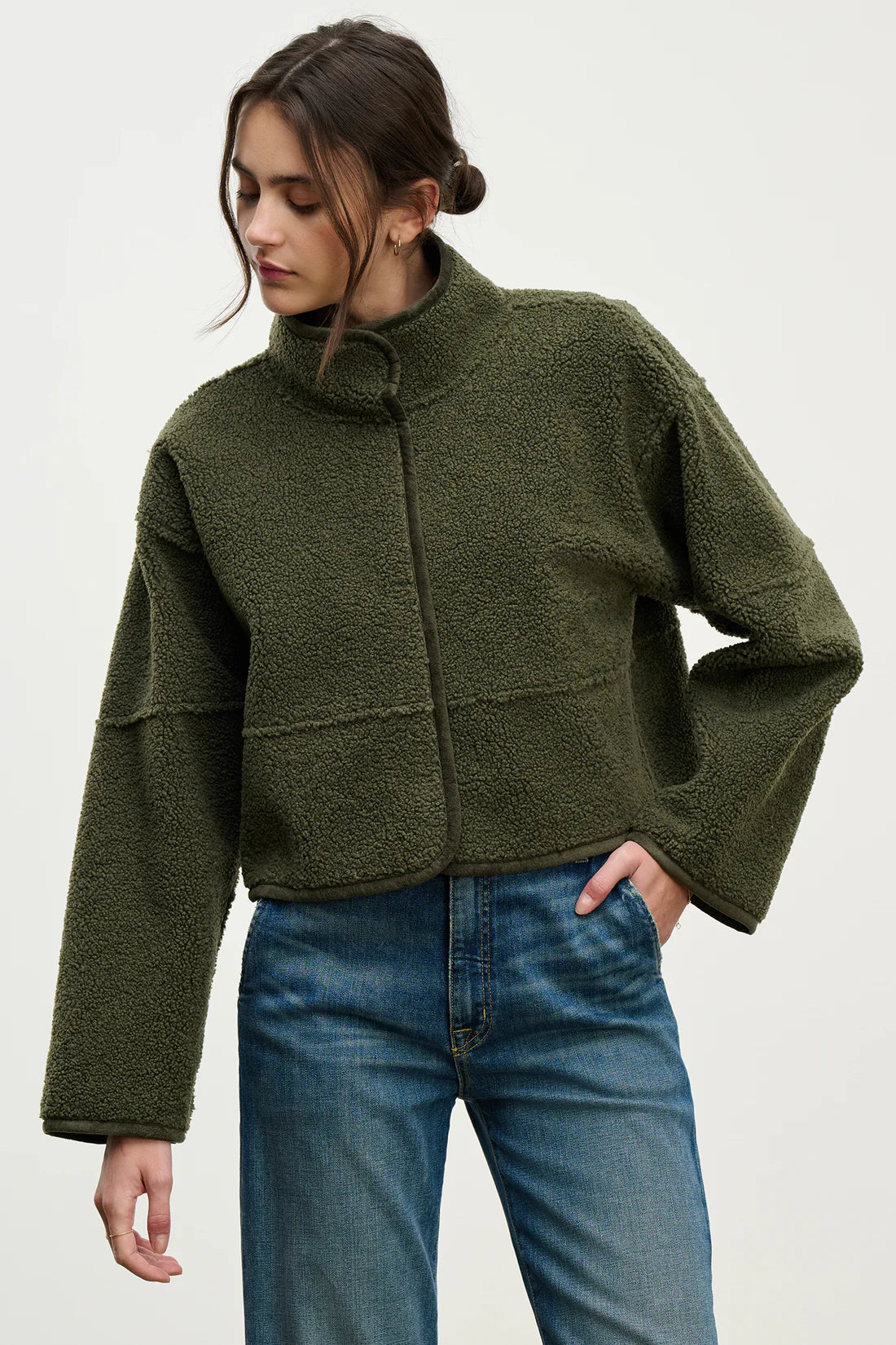 KELLY SHERPA REVERSIBLE JACKET IN ARMY